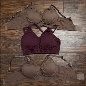 Kindred Bravely Nursing & Maternity Bras Trio in Brown and Burgundy